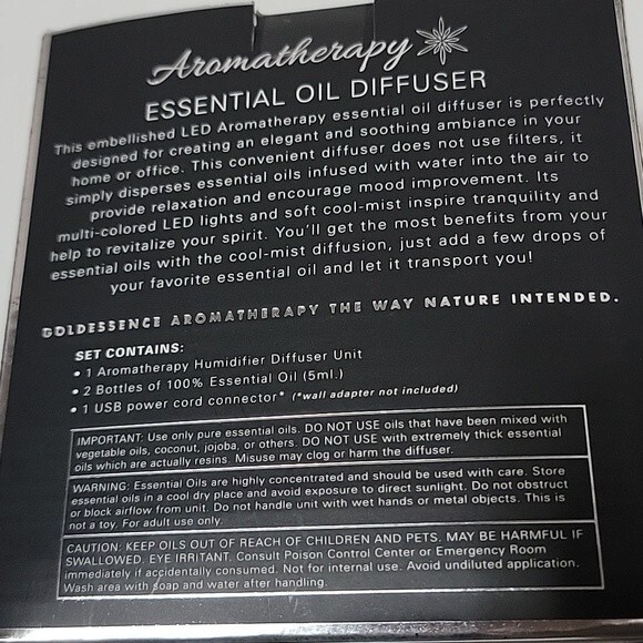 GOLDESSENCE  Aroma Therapy Essential Oil Sparkle Color Changing Diffuser NIB - Picture 8 of 8